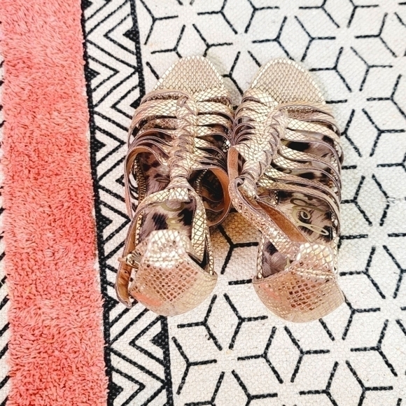 Sam Edelman Annabel Gold Wedge Espadrilles, sz 8 - Picture 7 of 13